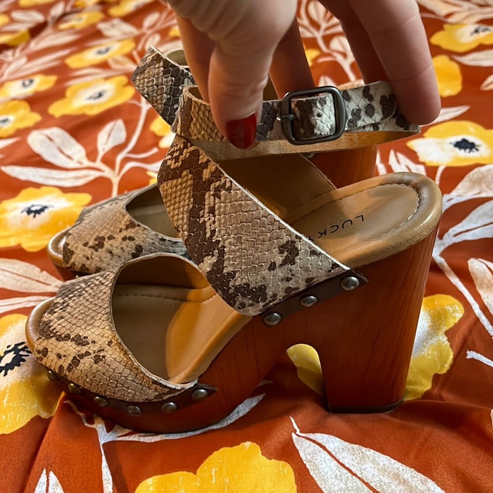 Leather Lucky Brand Snake Print Heel Like New 7M